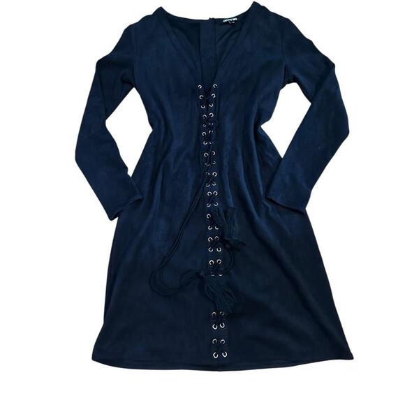 Grey grunge goth suede lace up - Picture 1 of 6